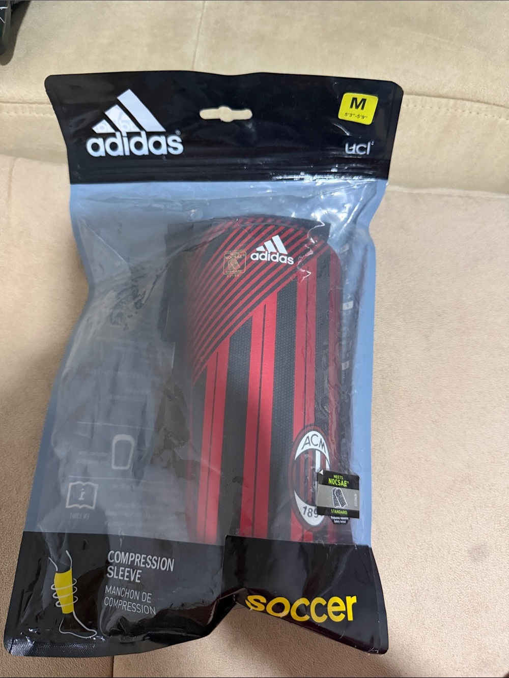 adidas Red and Black AC Milan shin guard new